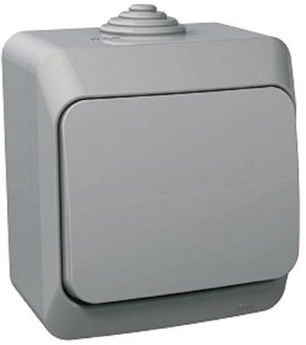 Переключатель накладной Systeme Electric Этюд 1-кл. проходной IP44 серый  картинка